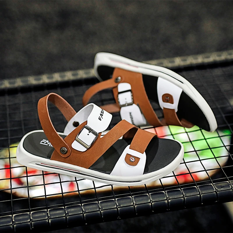 Мужские дизайнерские сандалии дышащие летние пляжные тапочки плотная