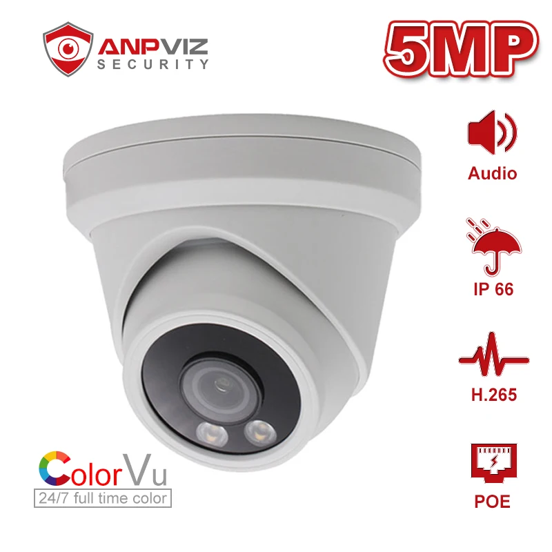 Anpviz 5MP Starlight IP камера POE купольная супер красочное наблюдение IR 30 м встроенный