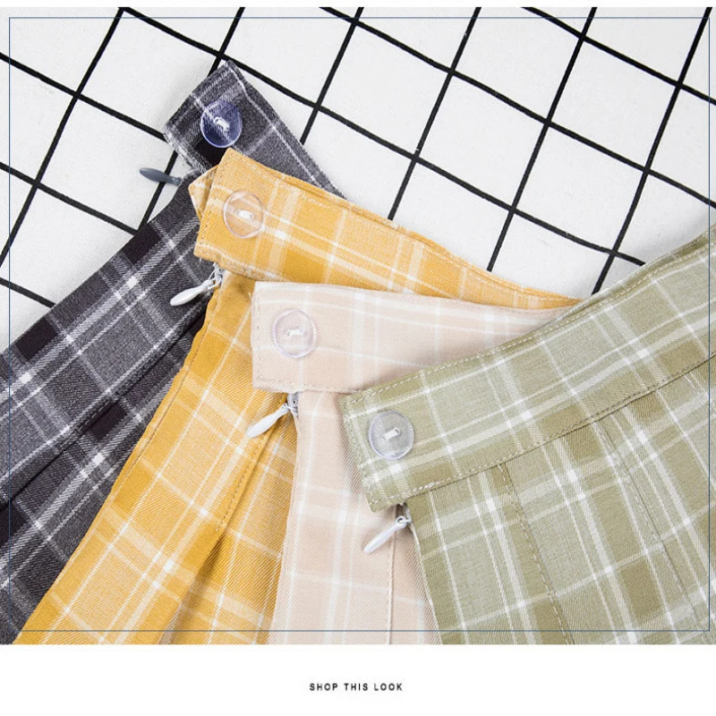 Теннисная юбка 2019 плиссированная в клетку с авокадо стиле колледжа для занятий