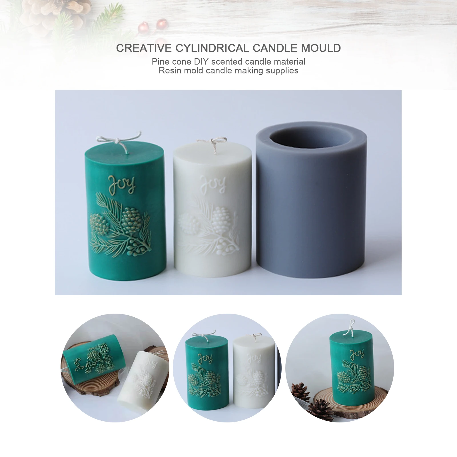 

Cylindrical Candle Mold Pine Cone Relief Silicone Candle Molds For DIY Candle Making Scented Candles Resin Mold Soap Making