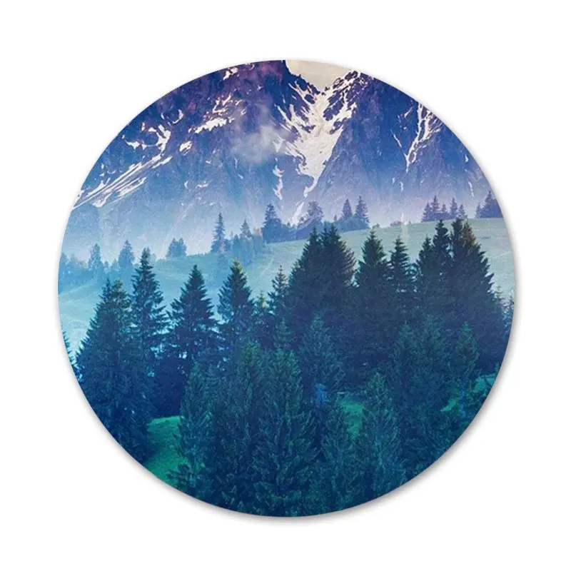 Горный лес облака Значки значки значок Металлические для одежды рюкзака