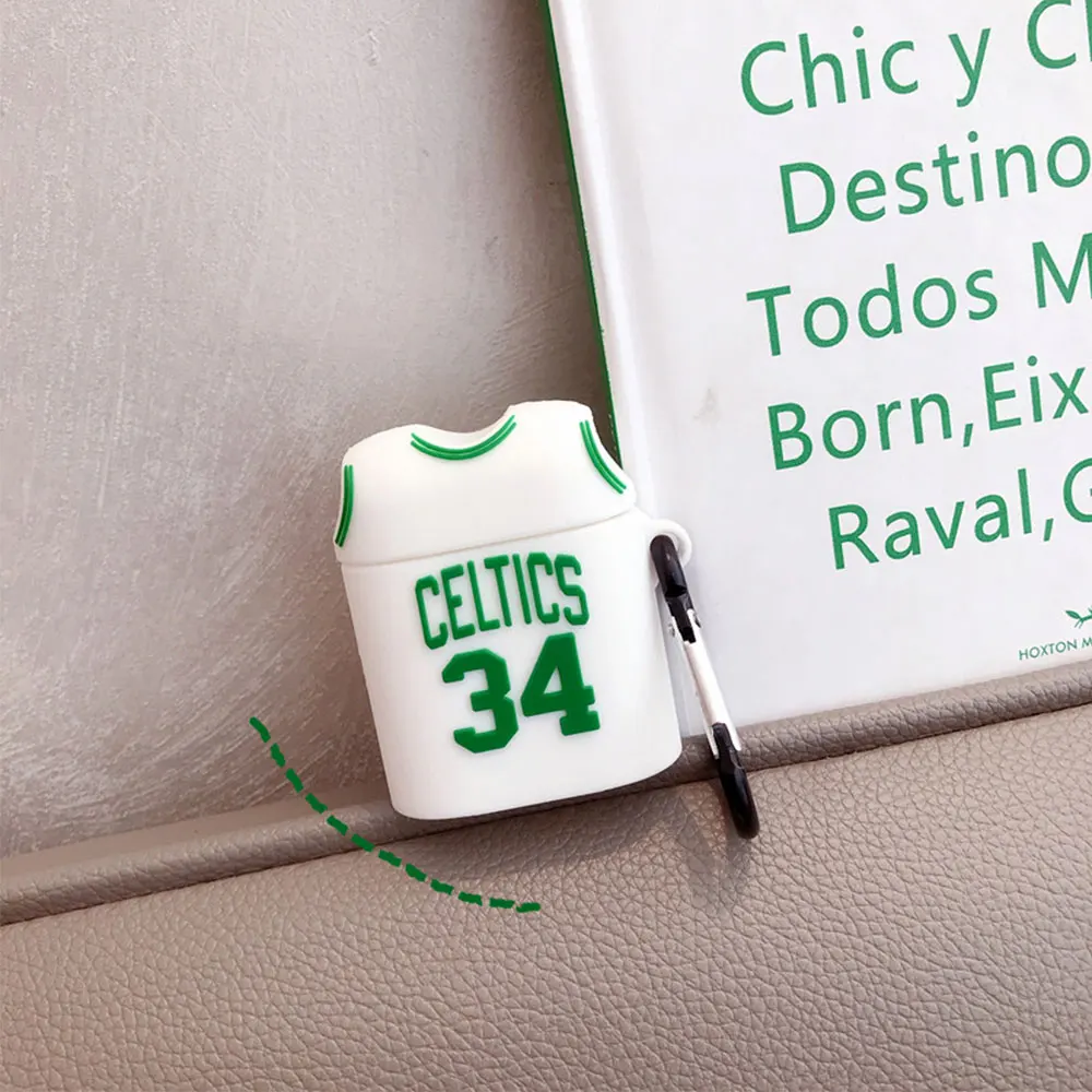 2 3D черные чехлы для наушников Mamba Lakers 24 Jersey Kobe Bryant Celtics 34 Paul Pierce для Apple Airpods 1/2 силиконовый чехол для наушников - Цвет: 2