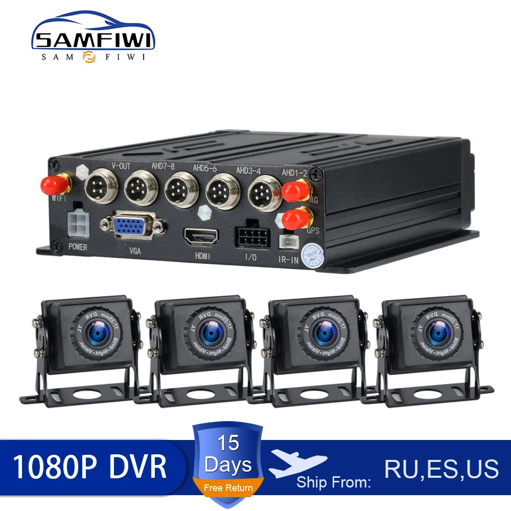 4G WIFI GPS 8CH/Channel Car AHD Mobile DVR HD 1080P SD Card видеорегистратор автомобильный камера система