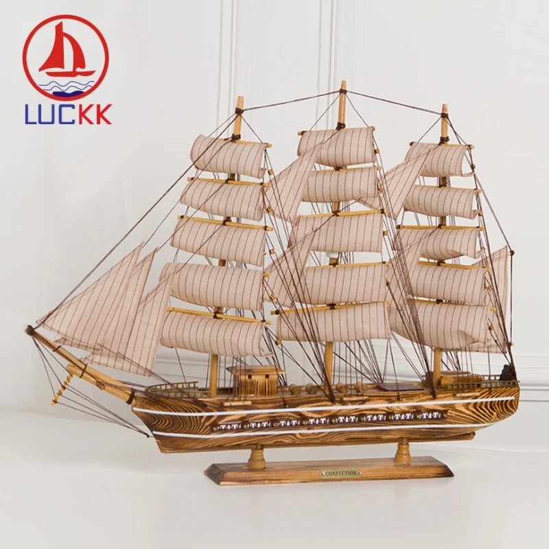 Деревянная парусная лодка ручная работа 80 см | Дом и сад