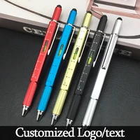 6 functions hidden screwdriver luxury metal ballpoint pen multicolored rollerball pens office stationery customized logo gift