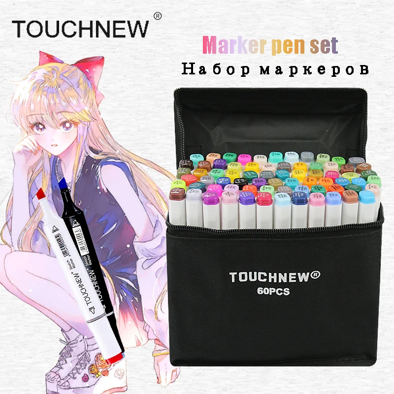 Маркеры для рисования TOUCHNEW 40 60 80 168 цветов спиртовые графические маркеры Twin