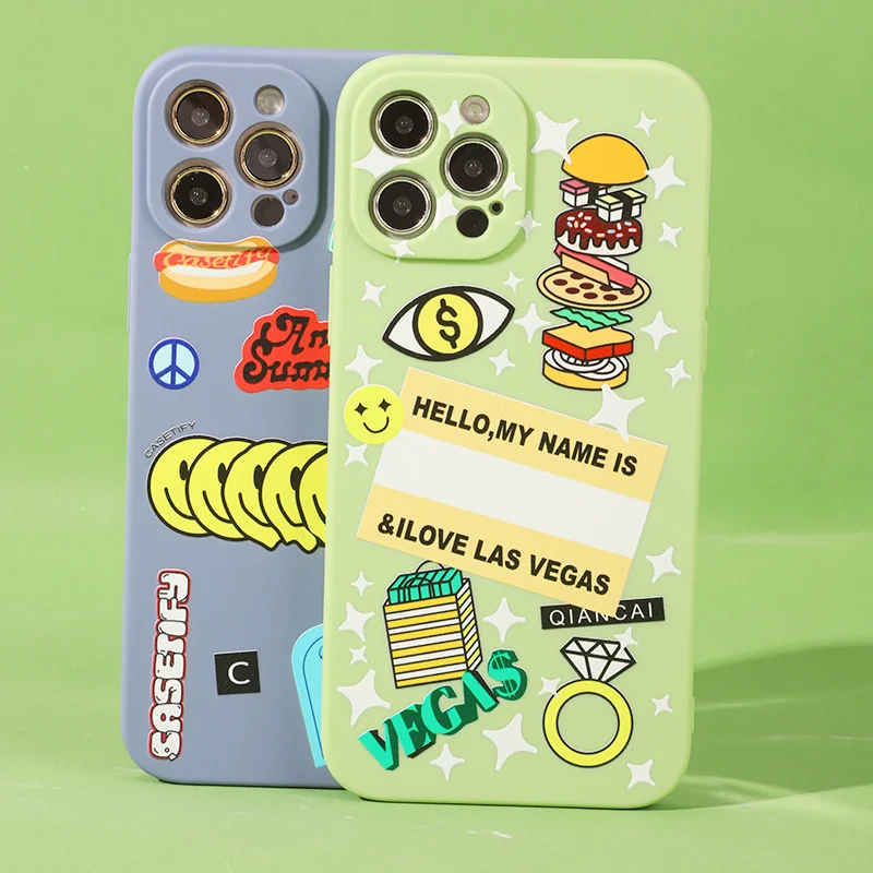 

illustration for iphone 13 11 12 mobile phone case is suitable for XR soft case small fresh apple 12pro simple 7 / 8 protective