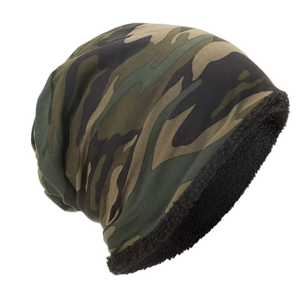 

Мужская зимняя эластичная вязаная теплая камуфляжная кепка с пентаграммой Плюс Толстая бархатная плюшевая двухслойная шерстяная вязаная ...