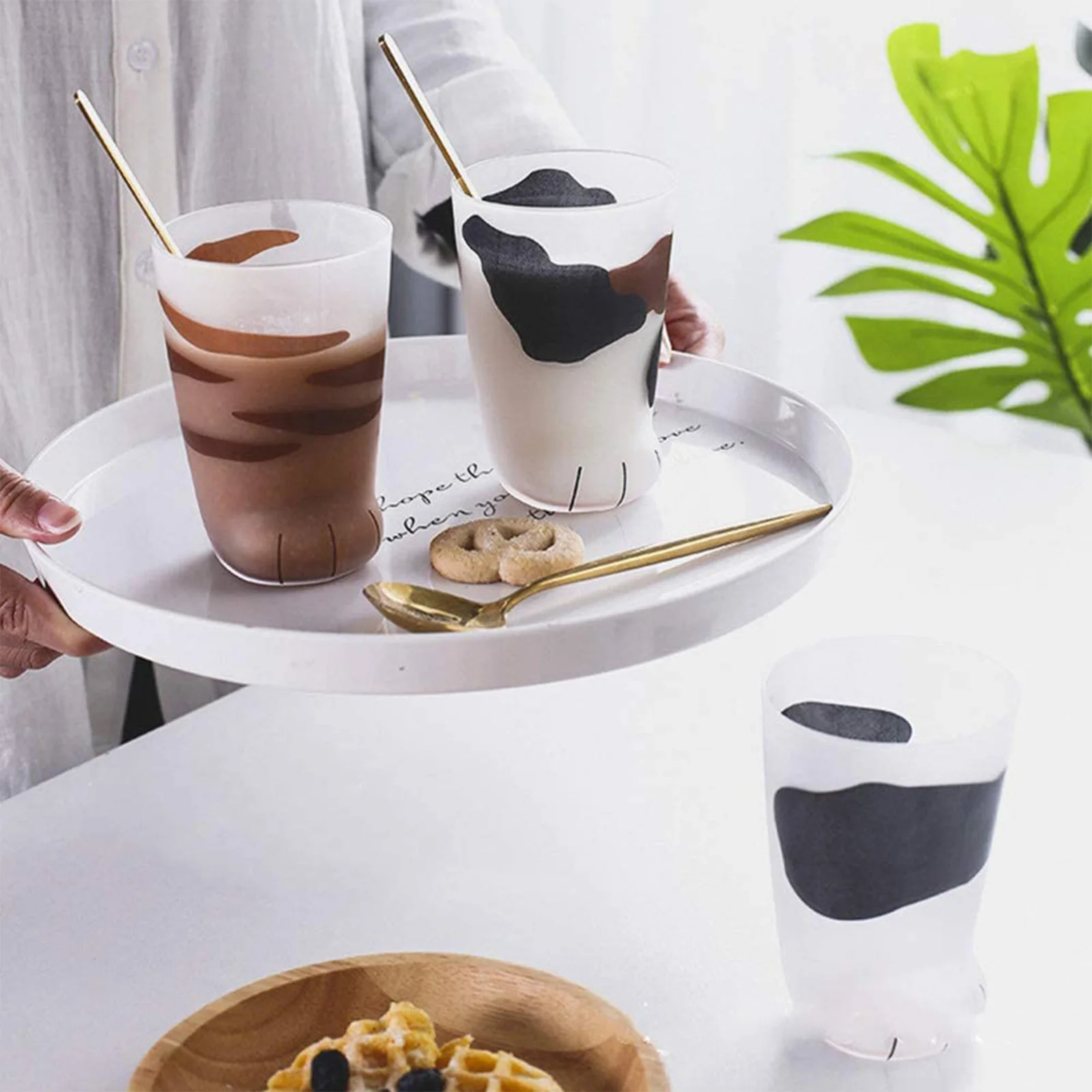 

Cute Cat Claw Cup Creative Breakfast Milk Coffee Tea Cups Personality Frosted Glass Coffee Mug for Men Women Kids Christmas gift