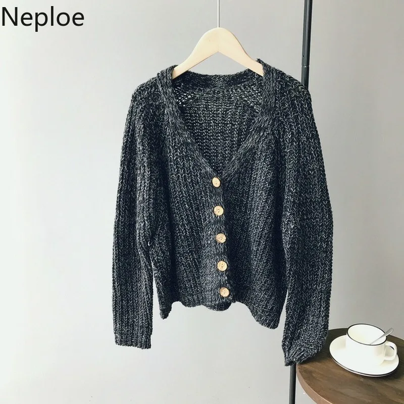 Neploe 2020 Autumn Winter New V Neck Cardigans Sweater Women Short Long Sleeve Outwear Pull Femme Thick Student Coat 46502 |