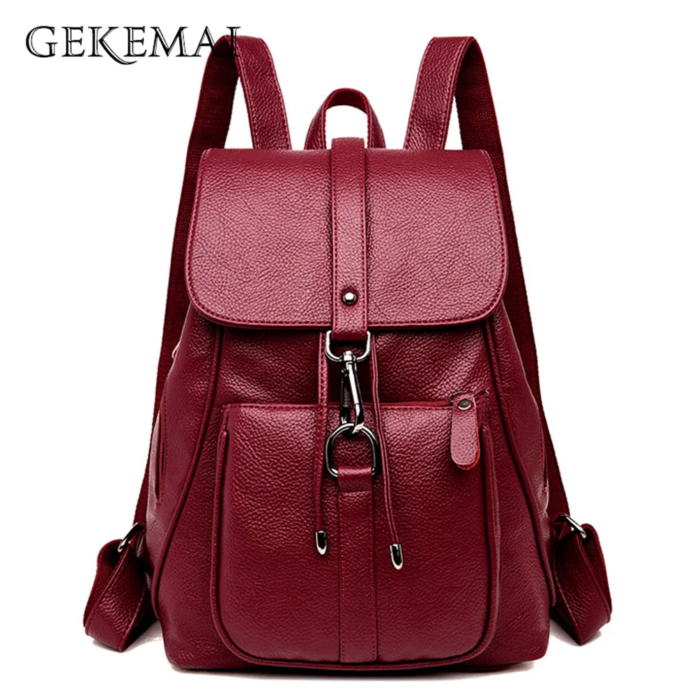 

Анти-кражи, на ремешке с пряжкой; Женская обувь рюкзак из высококачественной мягкой кожи, Женский Большой Ёмкость Повседневная дорожная Нап...