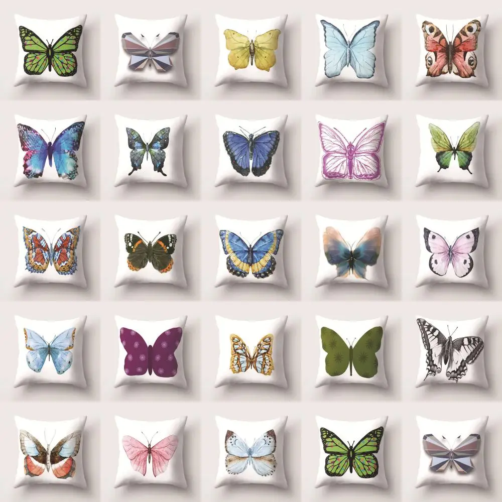 

Colorful Butterfly Pillow Case Dakimakura Polyester Pillowcase Car Cushion Cover Home Decor Waist Pillow Cover Housse De Coussin