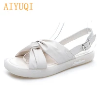 aiyuqi sandals women genuine leather summer 2021 new all match two wear girls beach sandals flat large size tide ladies sandals