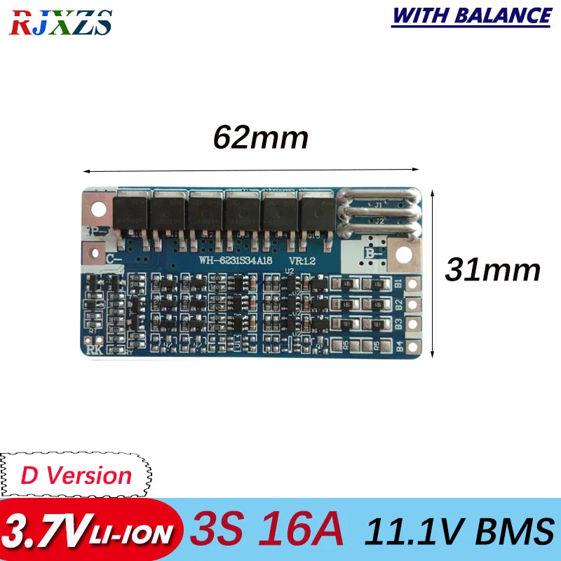Защитная плата для литий ионных аккумуляторов 3S 16 А 11 1 В 12 6 в li Ion BMS PCM с