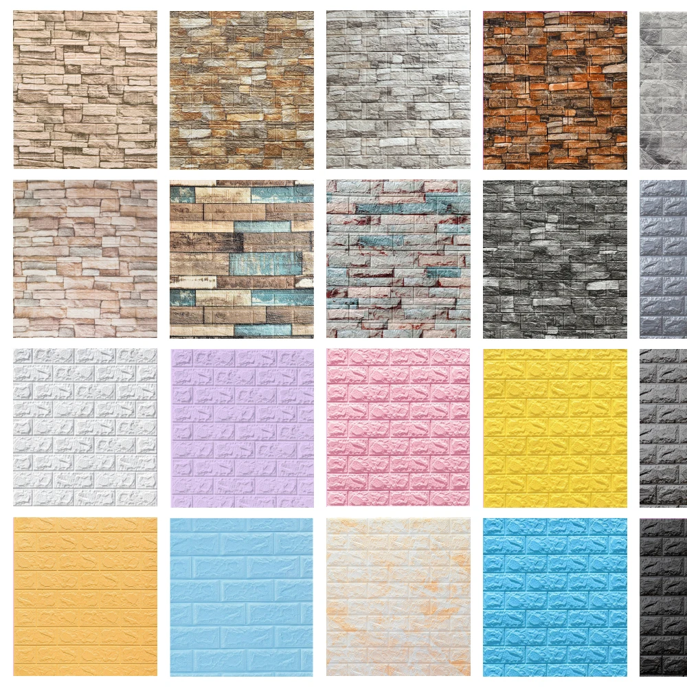 

10PCS 77x70cm DIY 3D Imitation Brick Wall Stickers Monochrome and Retro Autocollant for Kitchen Livingroom Bedroom Bathroom Etc.