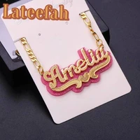 lateefah double plate name chokers custom personalized name cuban chain name women pendant necklace as a christmasgift for girl