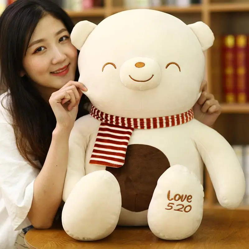

40/80CM Cute Sleeping Little Bear Plush Toy Large Squinting Bear Girls Pillow Children Christmas Birthday Gifts Toys Room Decor