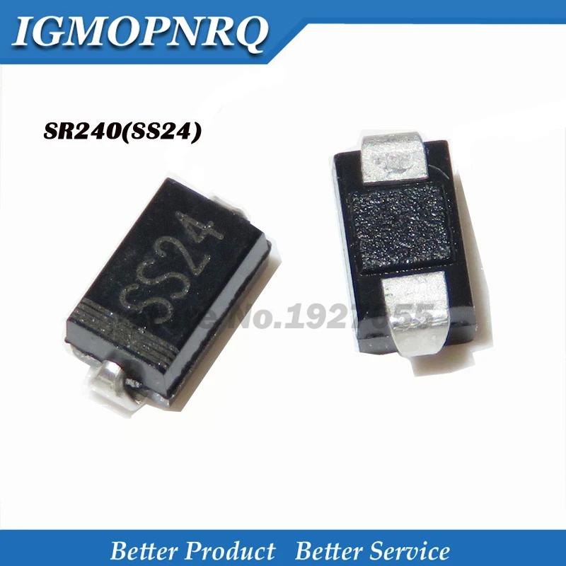 100 шт. Превосходное качество SS24 2A 40V SMA SR240 DO-214AC SR240 SS24 Новинка