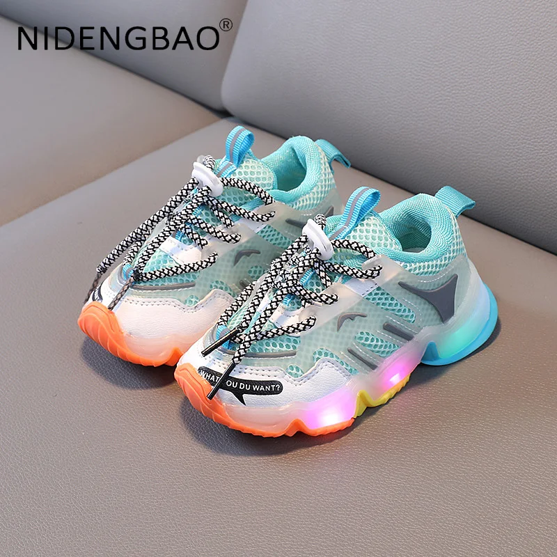 Kids Running Shoes Boy Child Sneaker Girl Mesh Breathable Comfortable Fashion Trend Lights Children Sports Shoes Basket Fille