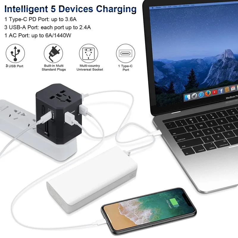 Дорожный адаптер все в одном универсальное сетевое зарядное устройство сетевой