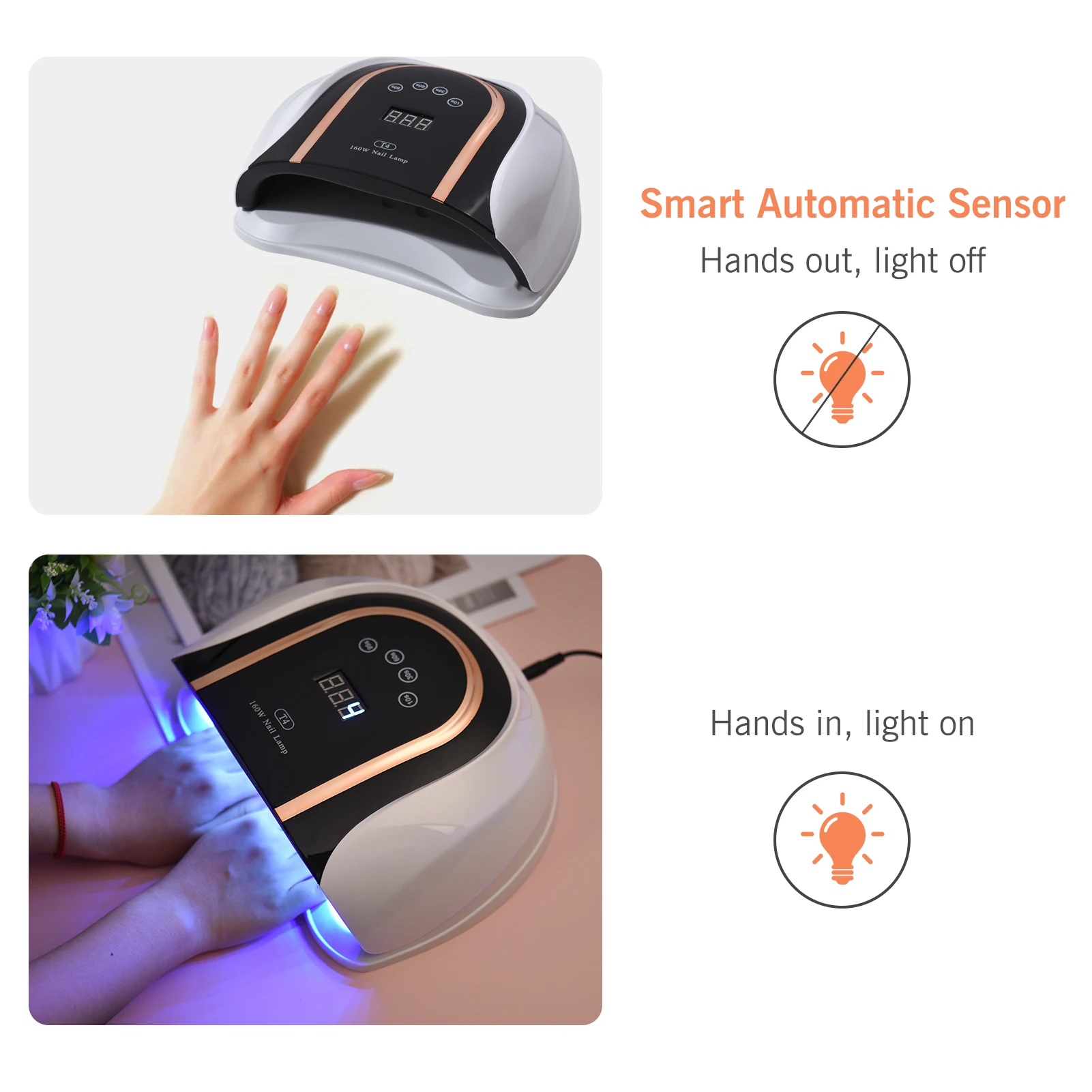 160W UV LED Nail Lamp Gel Dryer with Smart Sensor 4 Timers Setting LCD Screen for Curing Fingernails Toenails Art Tool | Красота и