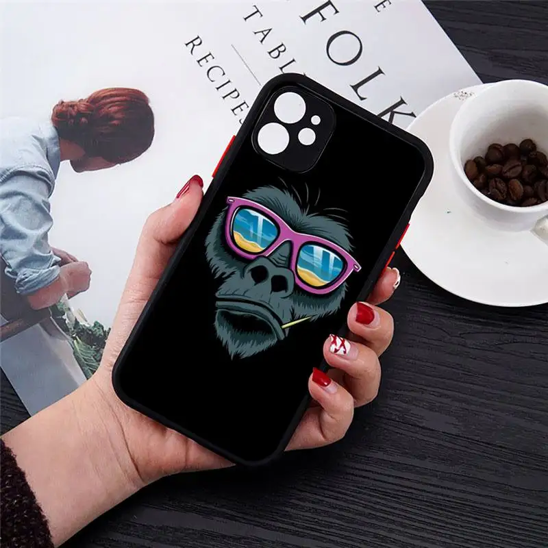 

smoking monkey Phone Case matte transparent For iphone 7 8 11 12 plus mini x xs xr pro max cover
