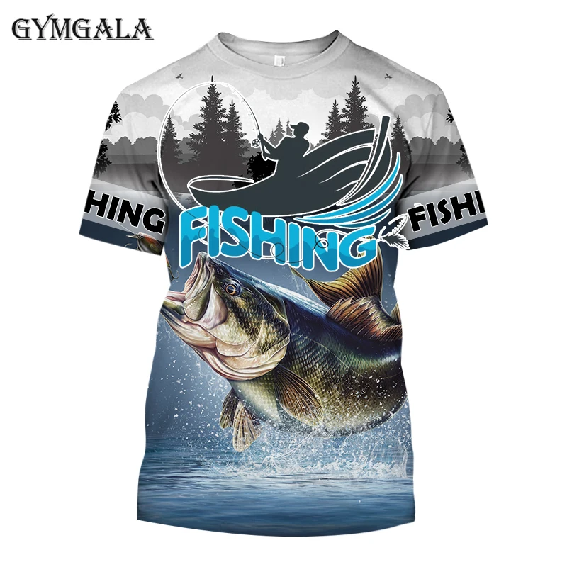 

GYMGALA Fishing 3D Printing Carp Men's T-shirt Round Neck Breathable Quick-drying Sports T shirts Unisex Short Sleeve Top