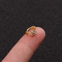 1 pcs simple small zircon mini flower ear hoop cartilage cuff clip earring cute 5 mm circle copper hoop ear piercing jewelry