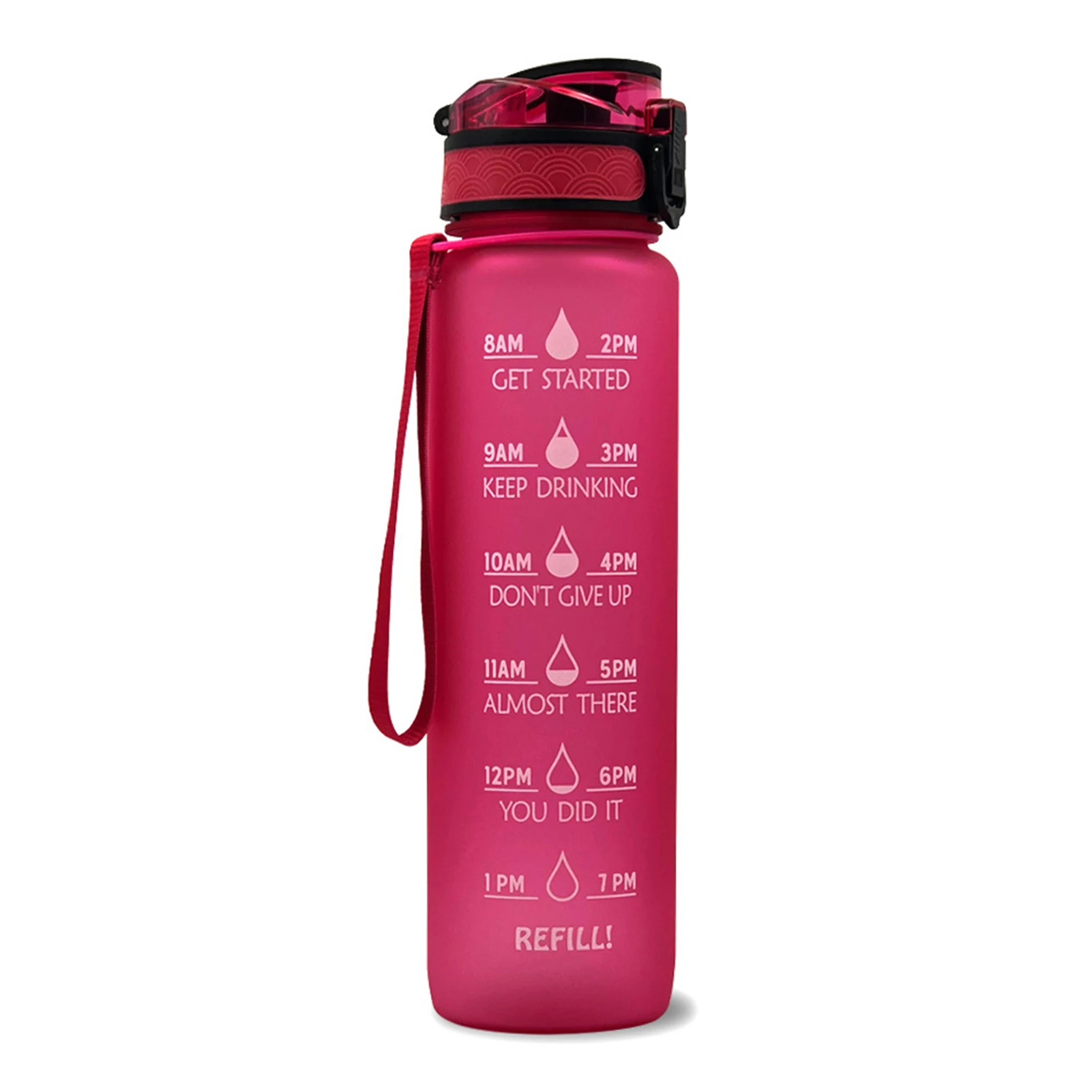 

1L Sports Water Bottle with Time Marker Leak proof Portable Reusable Drinking Kettle Outdoor Workout Fitness Sport Jug