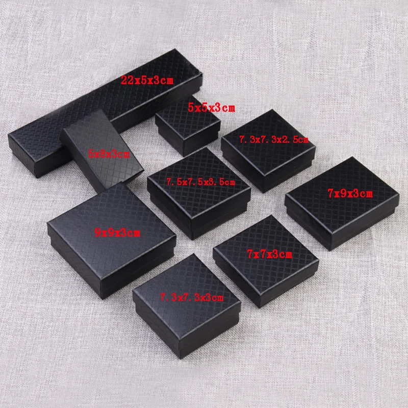 

24PCS Red Square Necklace Ring Box For Jewelry Multi Colors Sizes Valentine's Day Gift Boxes Earring Display With Black Sponge