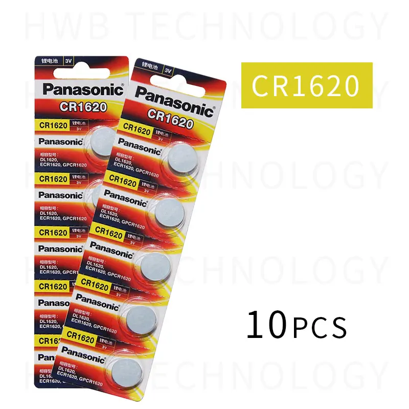 10 кнопочных элементов Panasonic CR1620 батарейки автомобильный пульт дистанционного