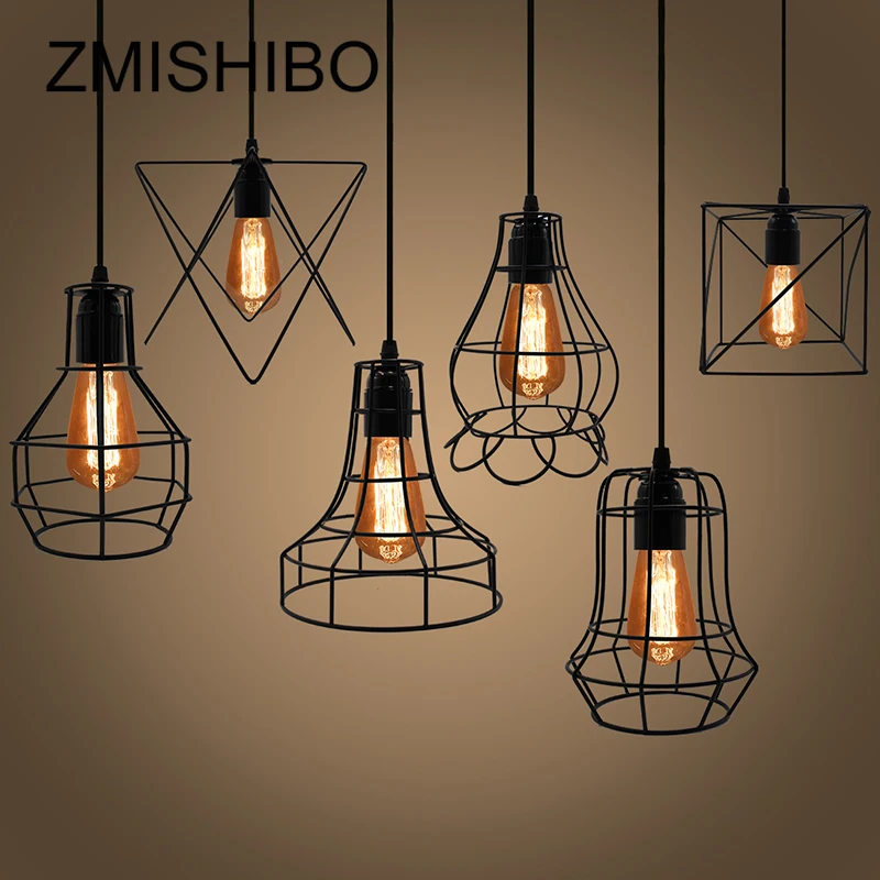 ZMISHIBO нерегулярные железные клетки дизайн подвесные светильники Регулируемая длина подвесной светильник E27 Droplights домашний подвесной светильник