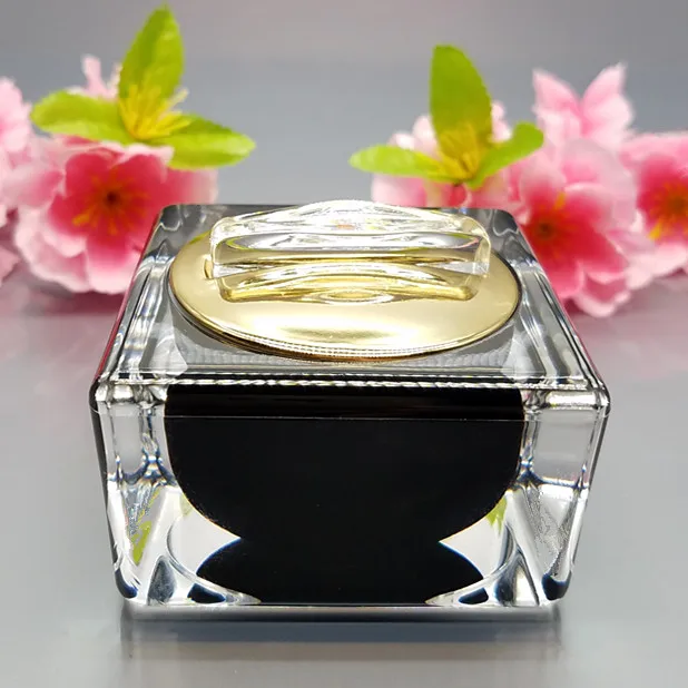 50 г акриловая Золотая/жемчужная белая/черная квадратная банка для крема