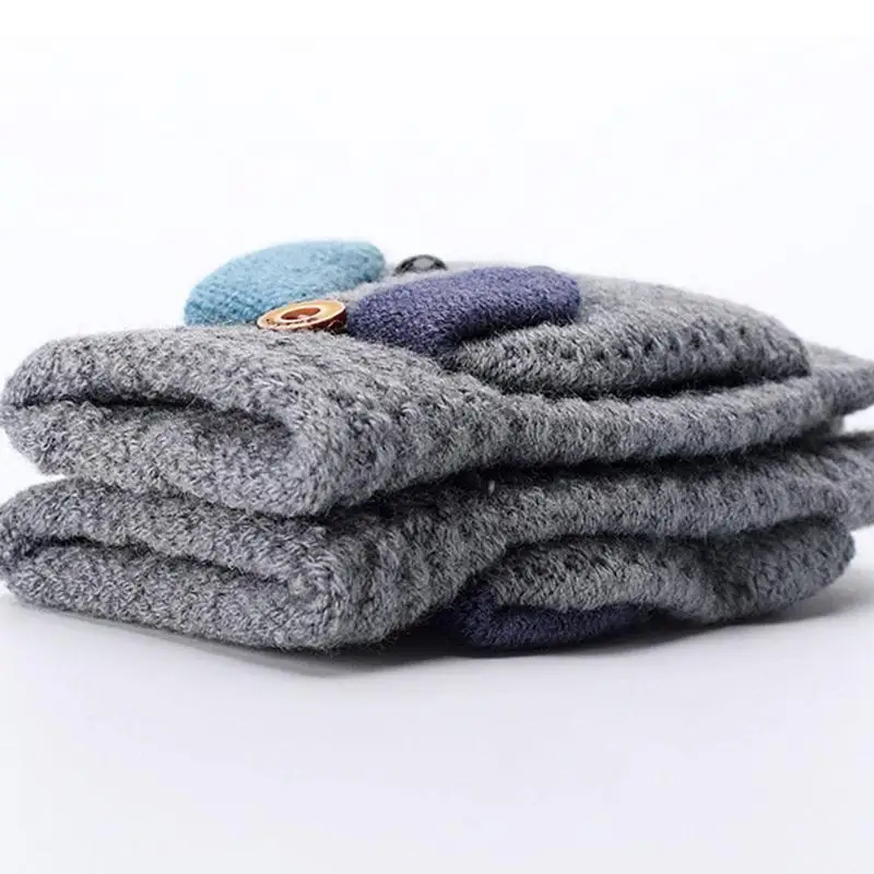 

Christmas Kids Gloves With Rabbit Fur Winter Windproof Flip New Half Cute Finger Gift Gloves Warm Knitting Year T5P9