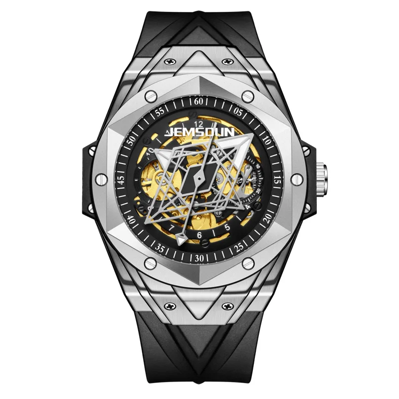 

KIMSDUN Brand Fashion Hollow Men's Automatic Mechanical Watch Silicone Waterproof Sports Watch