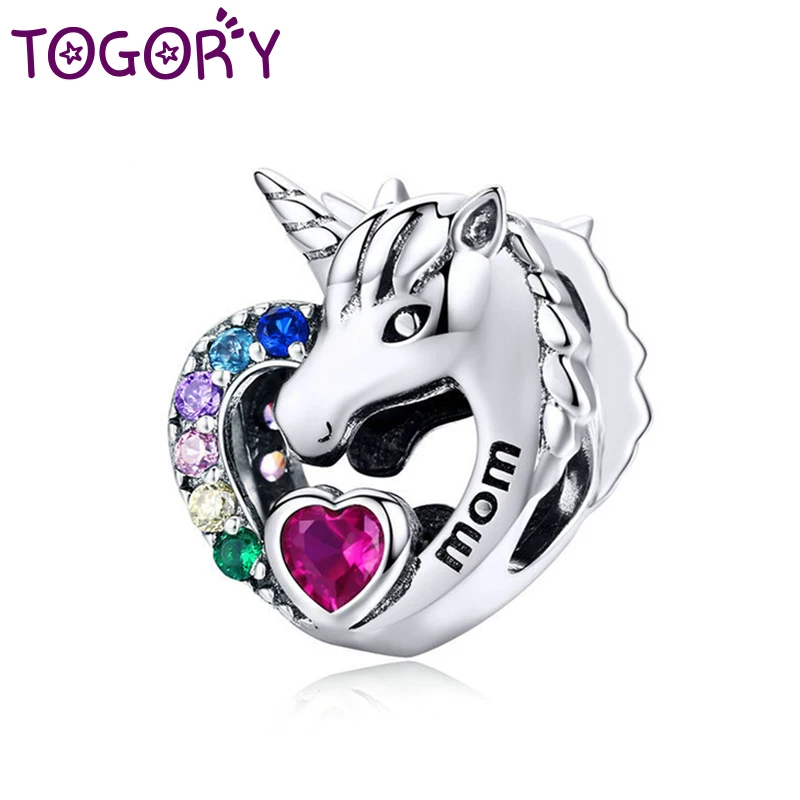 2 шт./Лот Кристалл Сияющий Единорог Шарм бусины подходит бренд шармы браслет для