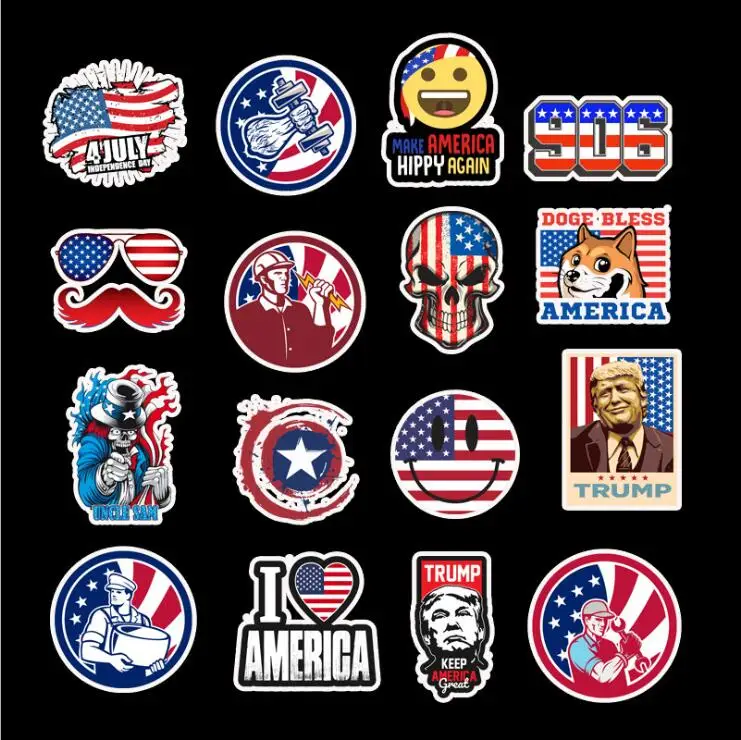 Pegatinas para coche de viaje, 10/30/50 uds/paquete, bandera de Estados Unidos, d&iacute;a de la independencia, Presidente, para motocicleta, equipaje, carro, port&aacute;til, juguete-1