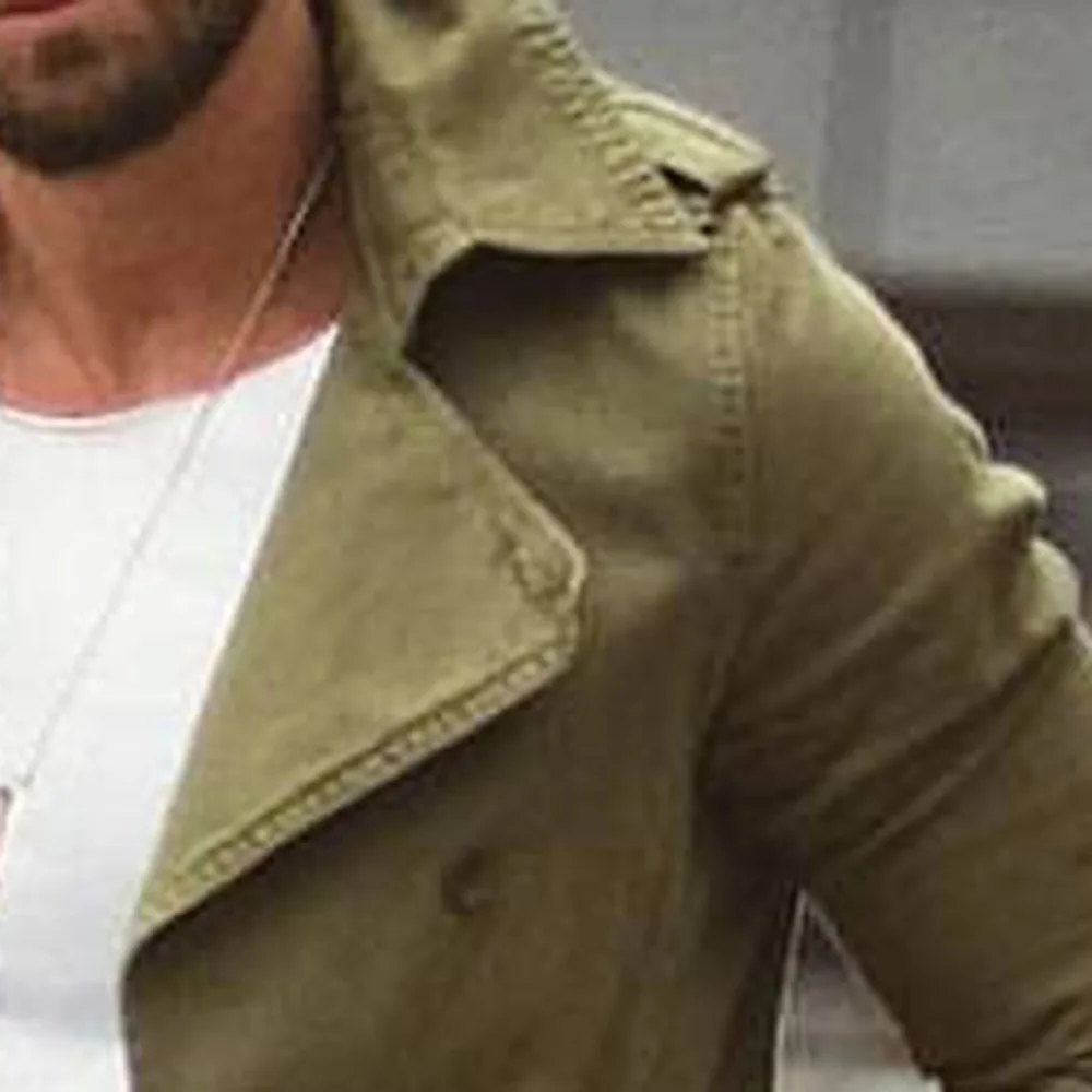 

Men Trench Coat 2021 Autumn Army Green Military Fashion Plus Size Basic Outwear Men Windbreaker 3XL 4XL Causal Blue Long Coats