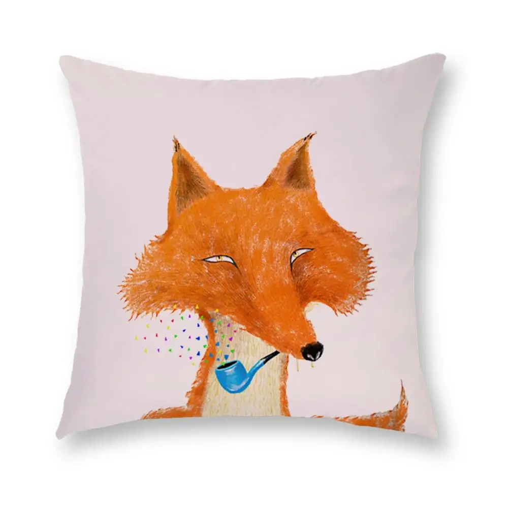 

Fox Cartoon Animal Short Plush Throw Cushion Home Case Cover Pillow Decor Sofa 18" Home Decoration