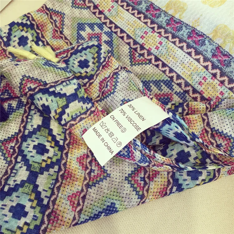

Retro Nation Lucky Elephant Cotton BohemianWomen Pashmina Shawls Female Seaside Holiday Sunscreen Beach Scarves Stoles Bufanda