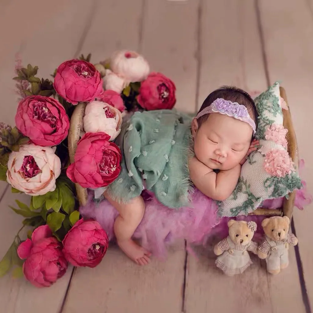 Children Photography Props Newborn Baby Auxiliary Modeling Flower Square Pillow Girls Mat Photos Shoot Accessories | Мать и ребенок