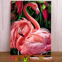 animal bird flamingo printed fabric 11ct cross stitch kit diy embroidery dmc threads sewing knitting painting stamped