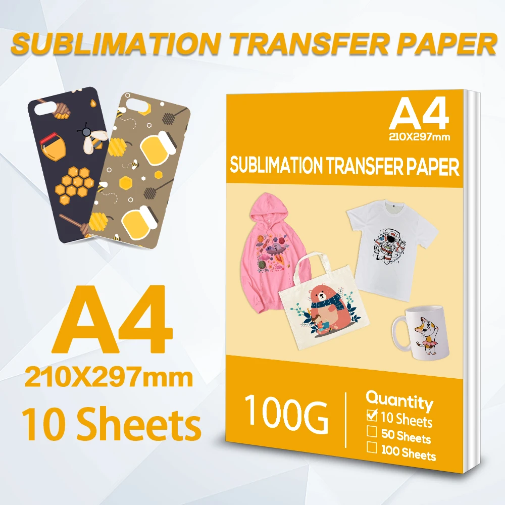 10 Sheets Sublimation Heat Transfer Paper A4 100g T-shirt Transfer Paper for Inkjet Printer Inkjet printing photo paper DIY Bag