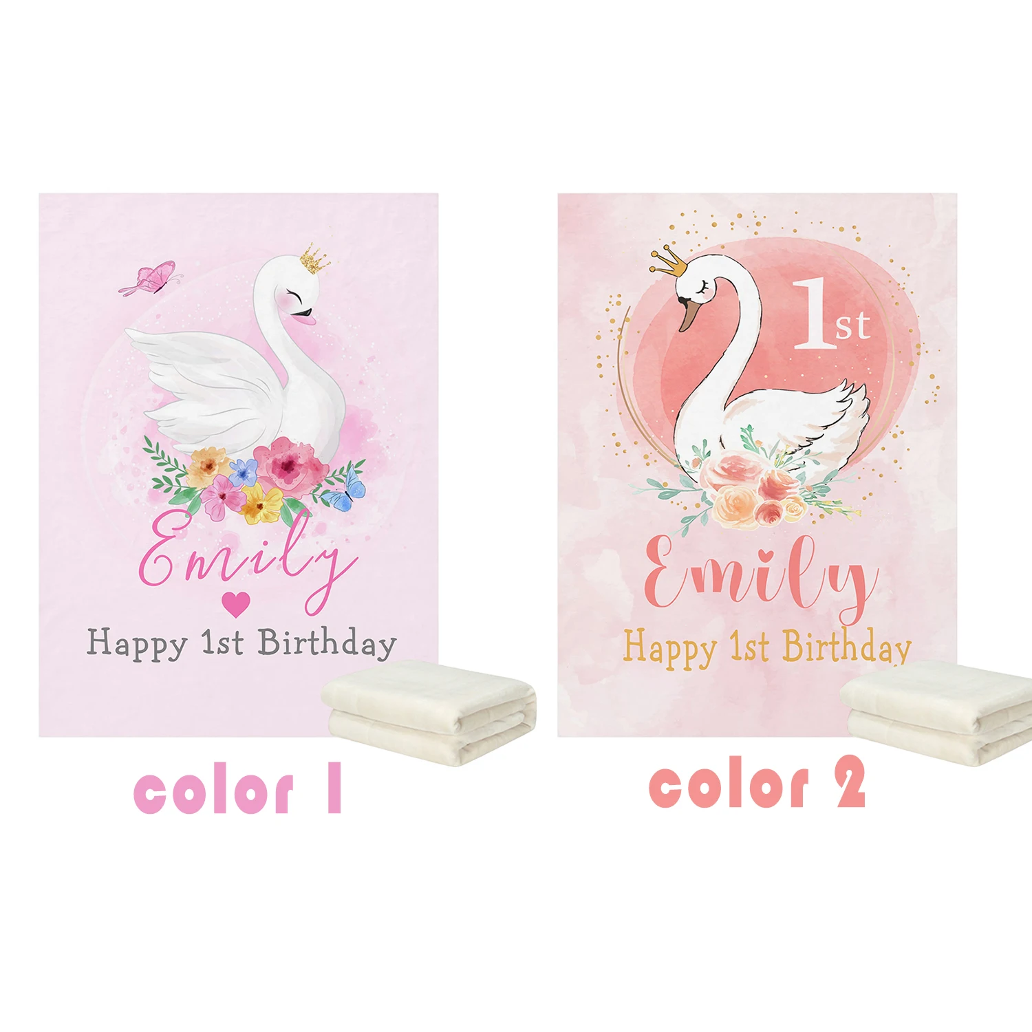 

LVYZIHO Swan Princess Happy Birthday Custom Baby Blanket - 30x40 / 48x60 / 60x80 Inches - Fleece Blanket