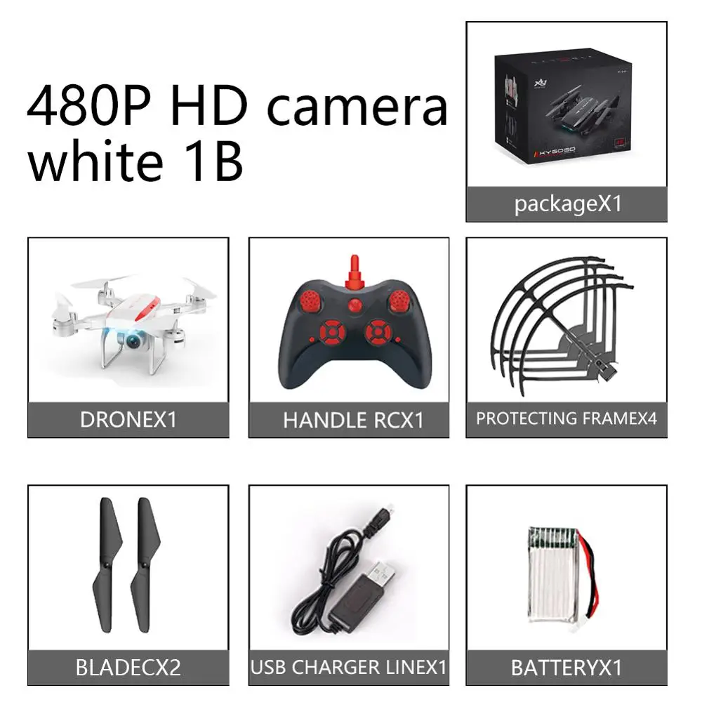 Профессиональный складной Дрон KY606D RC 4k Квадрокоптер с длинным временем полета fpv Вертолет с 4K HD Wifi камерой Дрон VS ky601s Дрон - Цвет: 480P camera white 1B