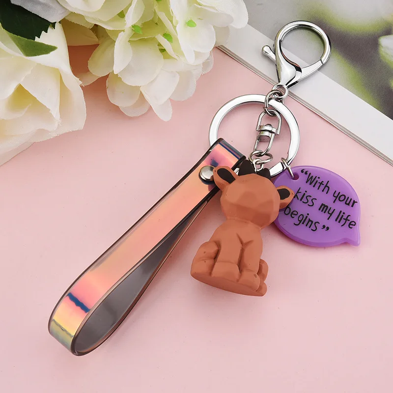 

Polygonal Geometry Cut Key Chain Delicacy Car Pendants Accessories Keychain Cartoon Dinosaur Doll Wholesale Keyring Small Gifts