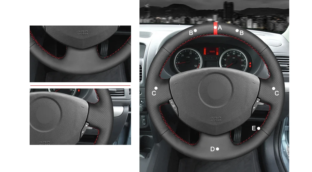 MEWANT черный чехол на руль из натуральной кожи для Renault Clio 2 2001-2005 Dacia Sandero 2008-2012