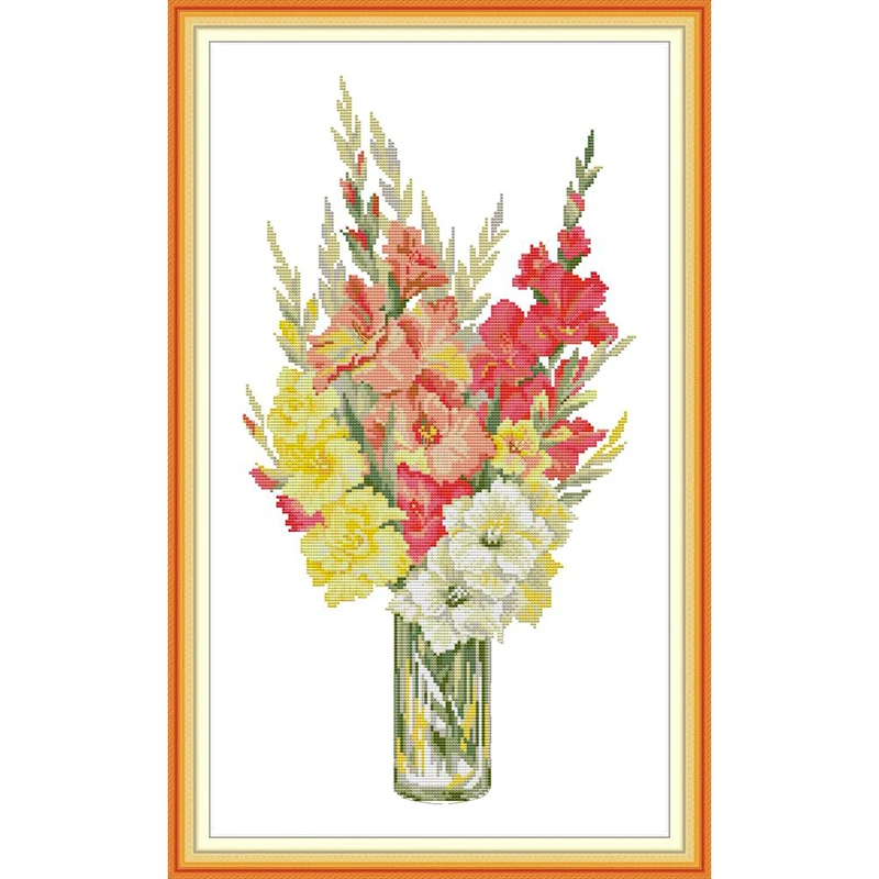 Вечная любовь Gladiolus цветы китайский крестиком наборы экологический хлопок
