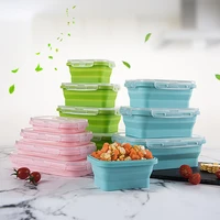 1pc silicone folding bento box collapsible portable lunch box for food dinnerware food container bowl lunchbox tableware new