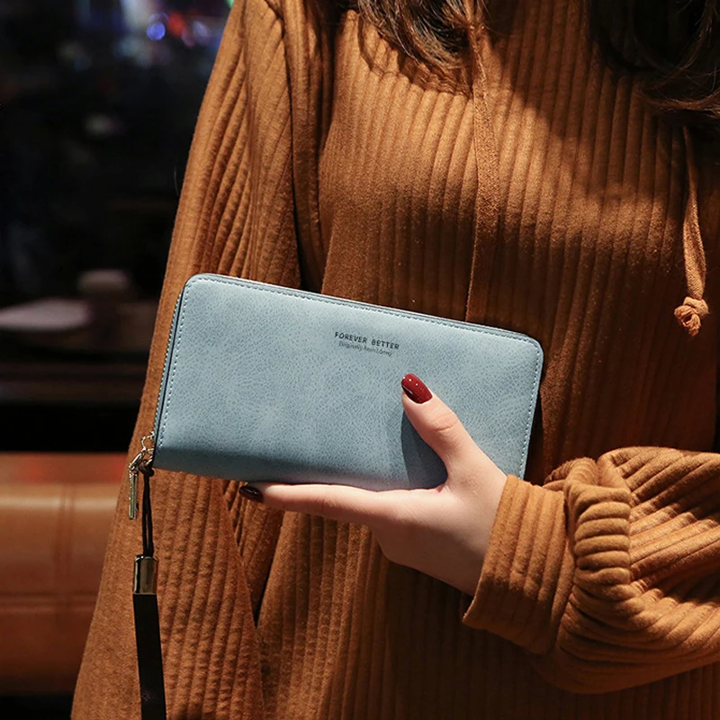 aliwood High Quality Long Leather Women's Wallet Clutch Zipper Coin Purse Money Clip Card Holder Phone Package Cartera femenina